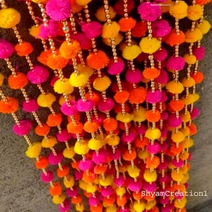 50 STKS GRATIS VERZENDING Veelkleurige Indiase kerstfeestdecoratie bruiloft, mehndi-decor, achtergrond, pompon, gota-kleden Geen expresverzending