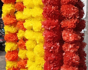 10 PC-Verkauf auf indische Ringelblumenblume künstliche dekorative Deewali-Ringelblumengirlanden-Schnüre für Weihnachtshochzeitsfest-Dekoration