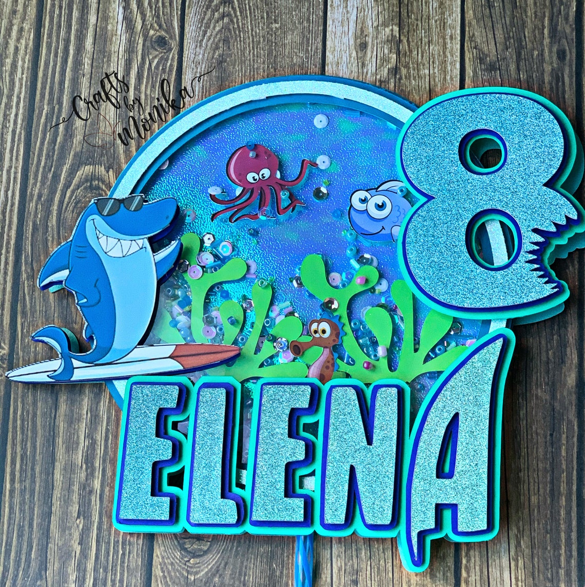 Shark Cake Topper Shark Cake Topper Birthday Topper Etsy