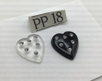 24 pcs - 20x18mm Heart Shaped Black or Crystal  Vintage Glass for Rhinestone Settings by VintageGlassJewelry
