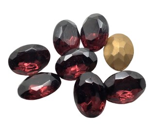 12pcs - 18x13mm Amethyst Oval Vintage Glass Faceted Crystal Point Back - foiled Rhinestone