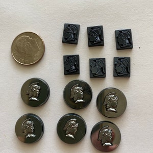thumbnail image 2 of 6 Vintage Hong Kong Green Lady Head Pony Tail Acrylic Oval Cameos – 25x18mm NOS C53 2 of 4