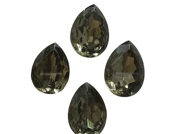 12 pcs - 25x18mm Black Diamond vintage Crystal Rhinestones de Tchécoslovaquie