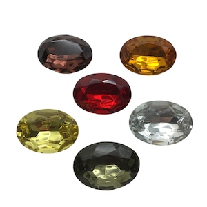 Lot 40 pcs. - 25x18mm assorted colors Faceted Oval Vintage Glass Crystal Point Back - foiled Rhinestone