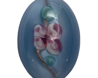 12 pcs - 25x18mm Oval Vintage Glass Floral Mosaic Inlay Pearlized Cabochons High Dome
