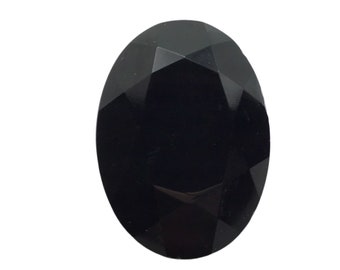 12 pcs - Dos ovale en cristal de verre vintage noir de jais 25 x 18 mm - Strass non décortiqué