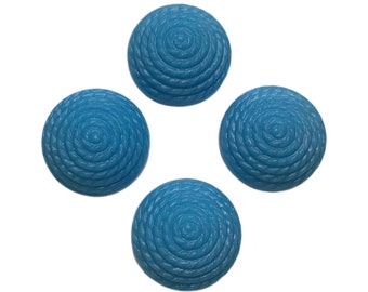 90 pcs - 15mm Ruche Turquoise / Spirale vintage Verre Sculpté Cabochon