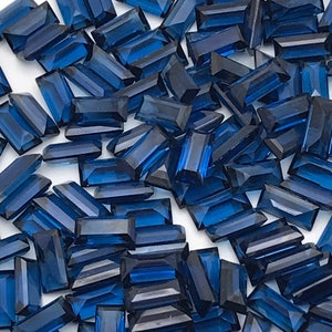 10 x 5 mm Sapphire Vintage Facettiertes Glas Baguette Kristall Steine Tschechoslowakei 1940’s 144 Stück