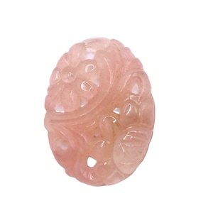 36 pcs - 30x22mm Vintage Glass Oval Pierced Stone - Rose Quartz