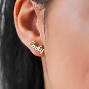 Custom Name Earrings , Minimalist Name Earring , Stud Earring , Bridesmaid Gift , Custom Jewelry , Gift For Mom image 5