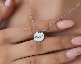 Tinny Disc Necklace , İnitial Necklace , Circle Necklace , Letter Necklace , Personalized Name Necklace , Gift For Her