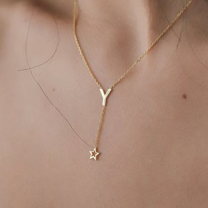 Collar de letras de estrella colgante, Collar de estrellas, Collar de letras İnitial, Joyas personalizadas, Regalo del Día de San Valentín, Mejor regalo para ella