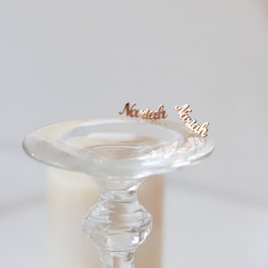 Custom Name Earrings , Minimalist Name Earring , Stud Earring , Bridesmaid Gift , Custom Jewelry , Gift For Mom image 1