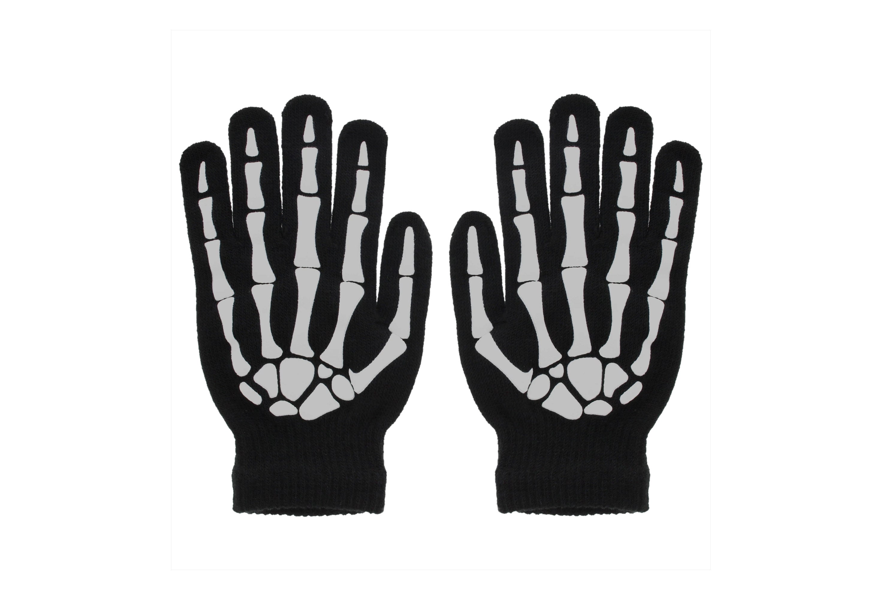 Black With White Skele Hand Print Full Finger Gloves -  Canada