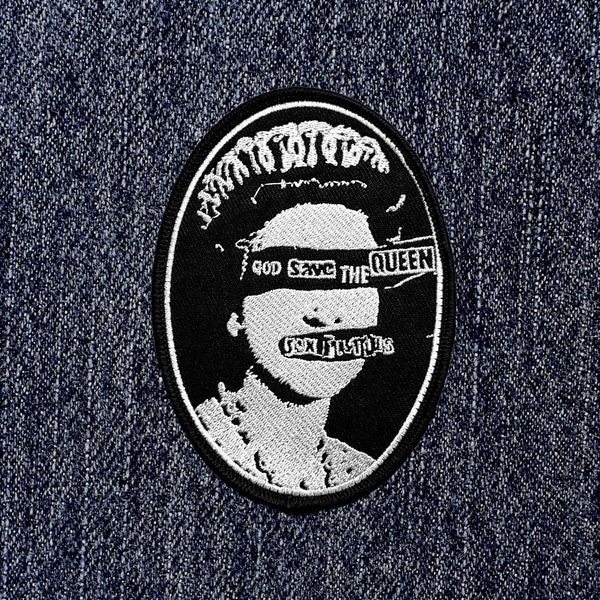 Sex Pistols - Parche termoadhesivo bordado ovalado God Save The Queen - Nuevo/Oficial/Raro