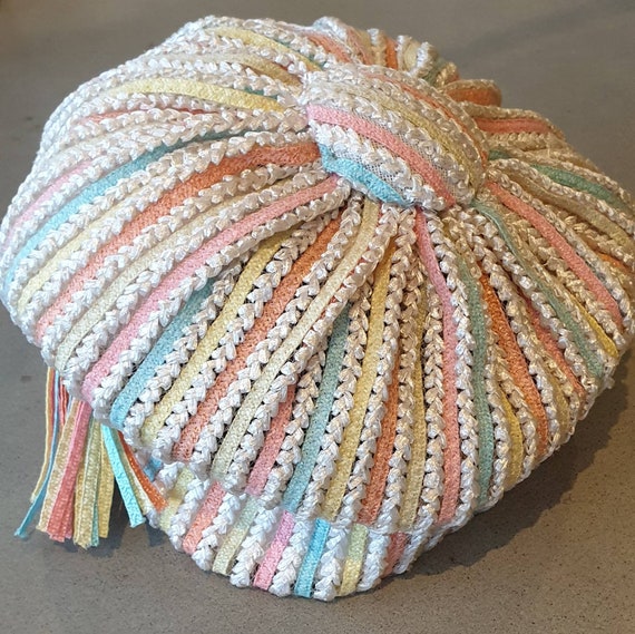 CHRISTIAN DIOR Vintage Hat. Pastel coloured Beret