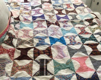 vintage machine sewn and hand ties bow tie Quilt, blankets and throws, bedding