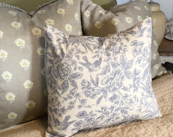 Homemade decorative pillow, toile fabric pillow, pillows