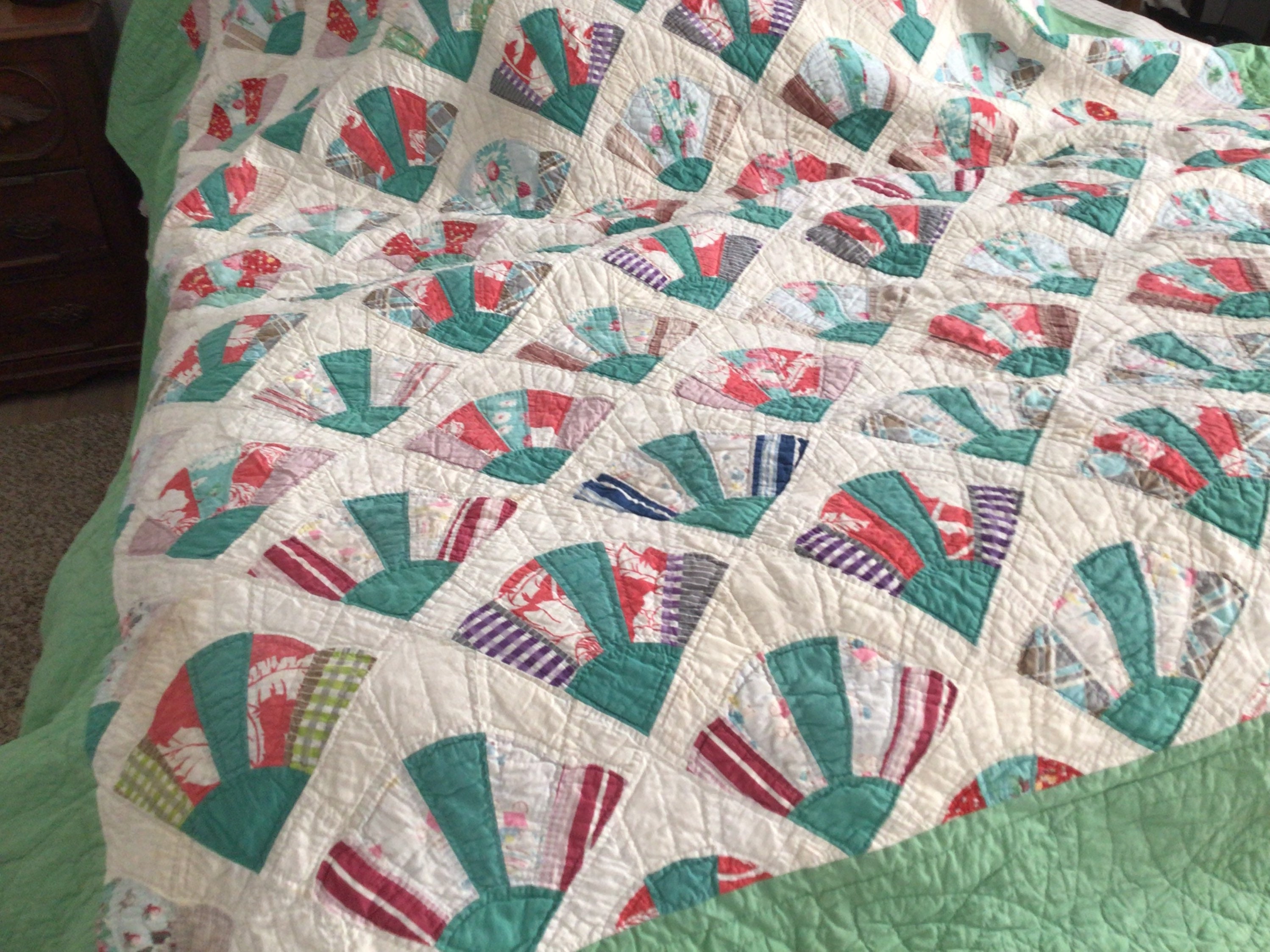 Grandmothers Fan Quilt Vintage Fan Quilt Feed Sack Fan Etsy