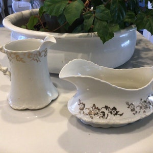 Vintage Homer Laughlin Ironstone Gravy Boat and Creamer Set
