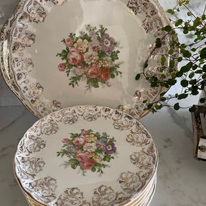 assiettes à dessert vintage, assiettes en porcelaine, plat de service, assiettes à salade, assiettes
