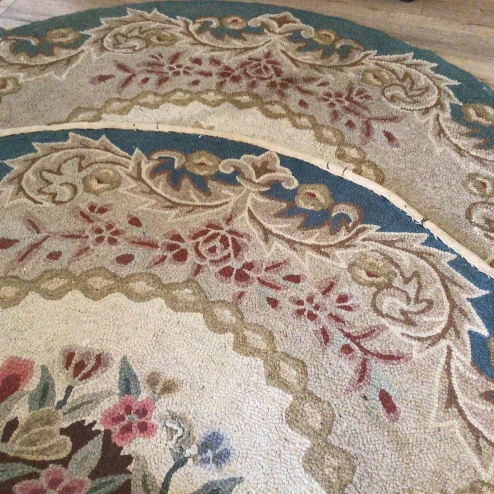 Large Antique Oval Wool Hooked Rug Artisan Hand Hooked Rug Etsy