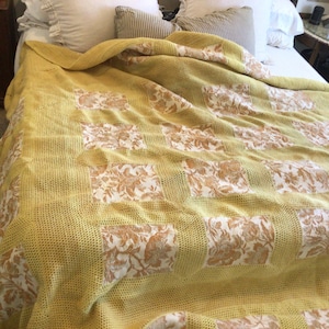 Vintage handmade crochet bedspread, bedding, vintage bedding, blankets and throws