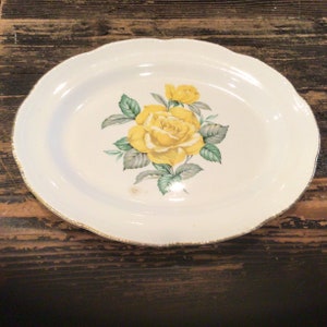 Vintage Homer Laughlin Yellow Rose serving platter, ironstone serving platter, plates