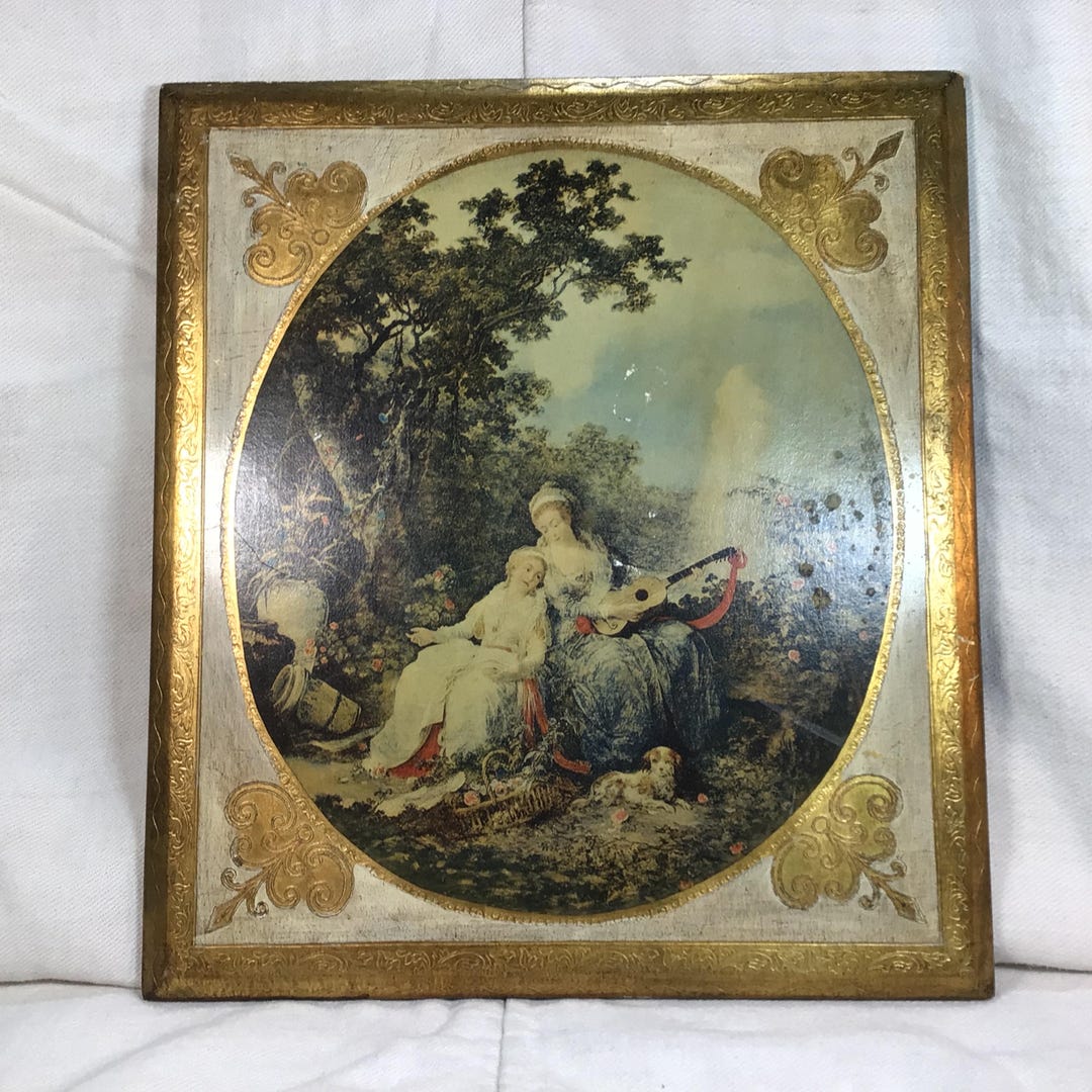 Vintage Florentine Wood Art Plaque, Italian Lithograph, Wall Art - Etsy