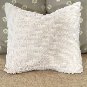 Handmade vintage Chenille decorative pillow. Handmade bed pillow, vintage Chenille