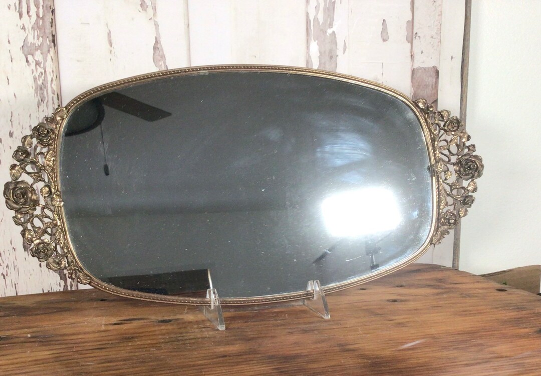 Vintage Brass Vanity Mirror Mirror Makeup Mirrors Etsy