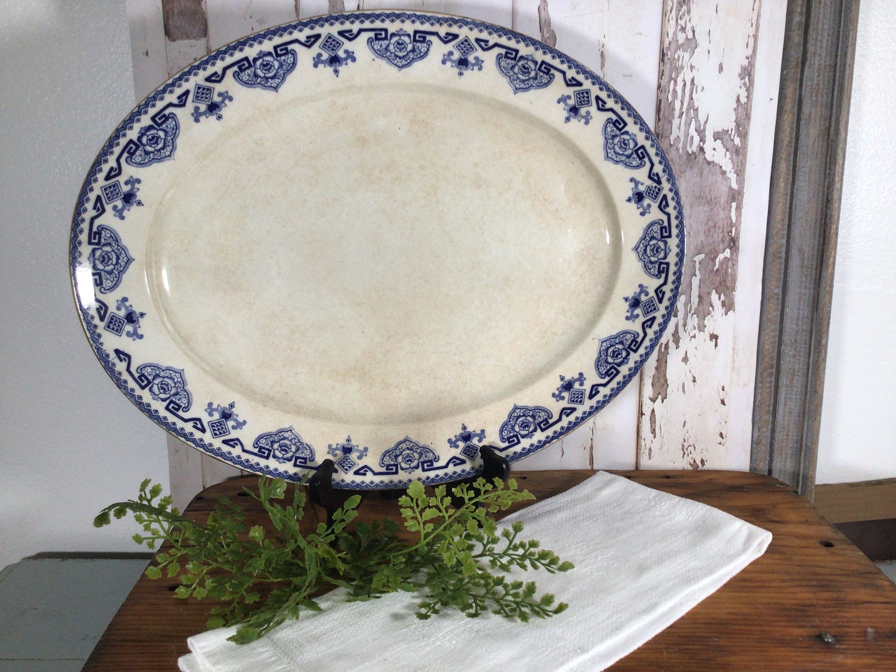 Vintage ironstone Transferware platter, serving platter, plates, serving tray