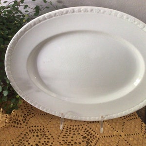 Vintage Wedgwood Ironstone Platter: Embossed Rose Bud Serving Plate