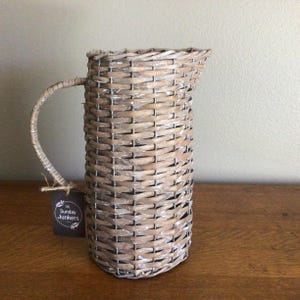 wicker vase, wicker pitcher, home decor
