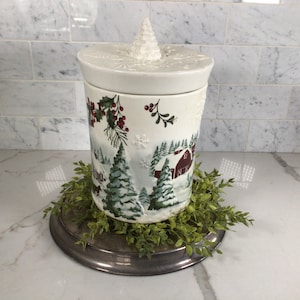 Vintage Christmas cookie jar, cookie jar, cookie storage, jars and containers
