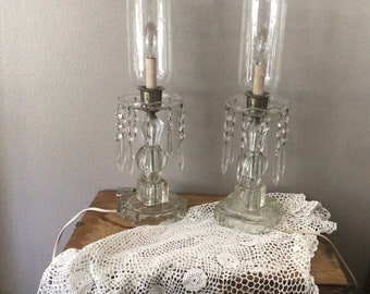 Crystal Hurricane lamp, Victorian lamp, glass lamp