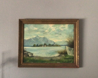 Vintage signierte Landschaft Ölgemälde, Wandbehang
