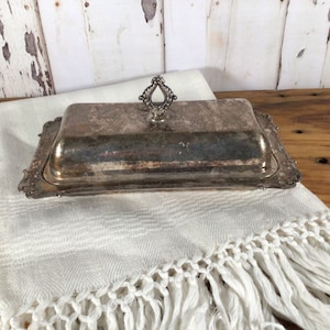 Vintage butter dish,  silver plated covered butter dish, dinning and serving