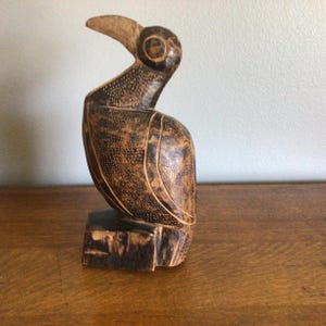 vintage hand- carved wooden bird sculpture, Bird statue