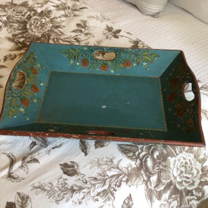 vintage hand painted Rectangle Hindeloopen wooden Serving tray, trays and platters, decorated tray