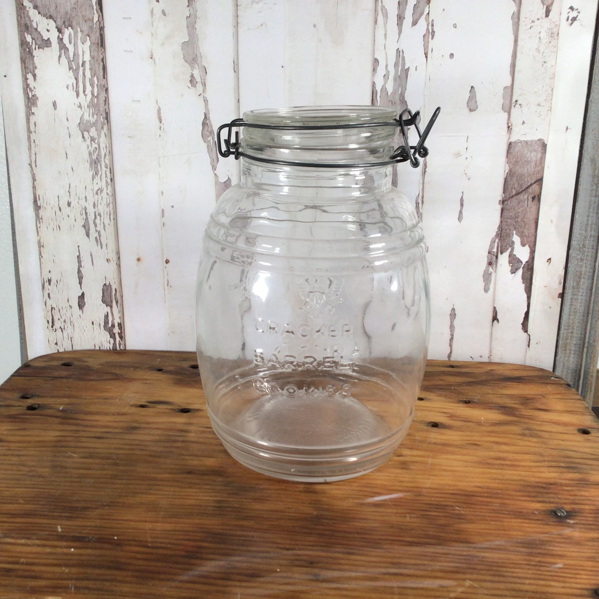 Vintage Uncle Ezra's Cracker Barrel Quart Glass Jar, Glass