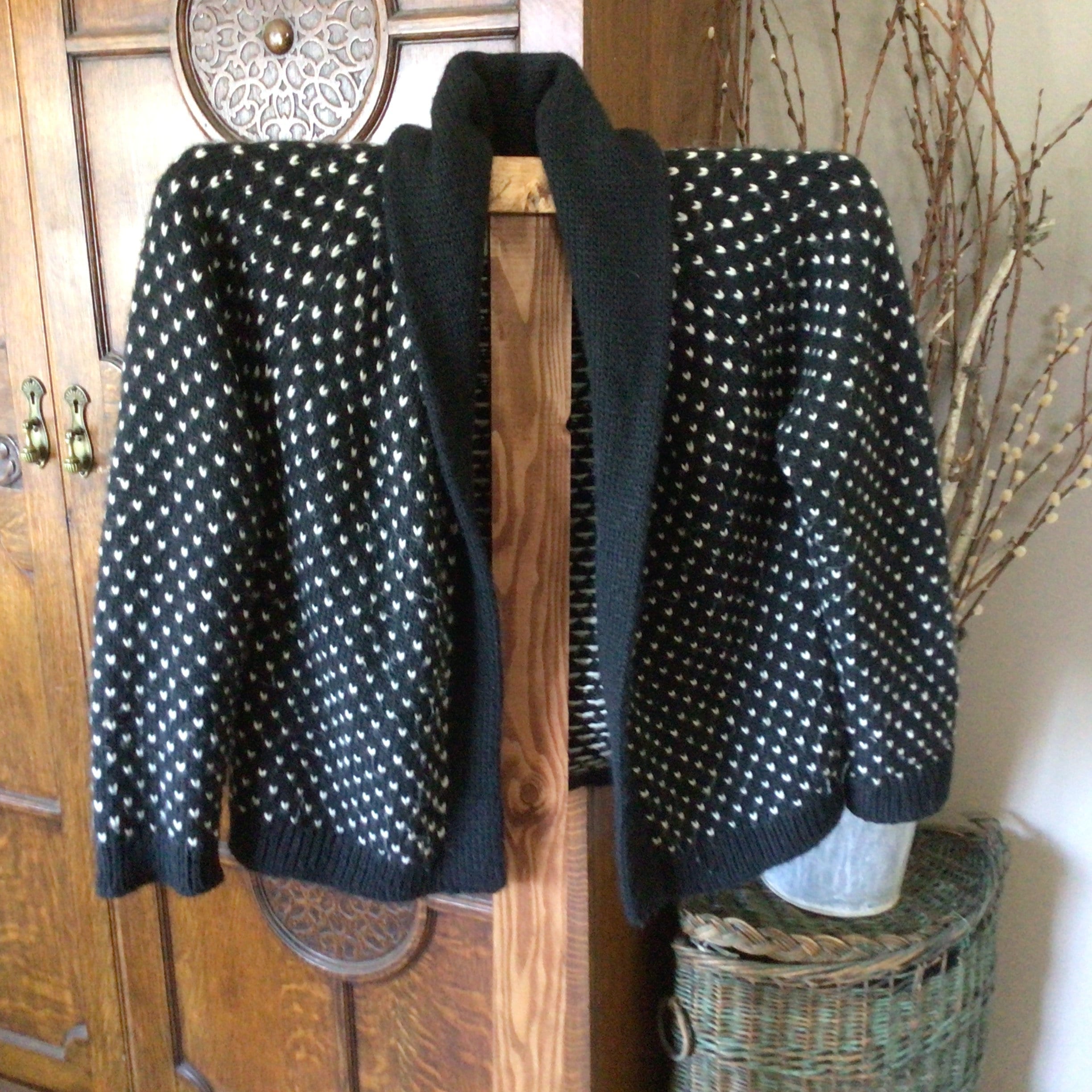 Vintage Hand Knit Alpaca Cardigan, Sweater, Clothing - Etsy