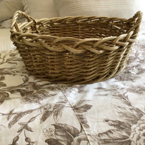 Large Vintage French Harvest basket with handles, gathering basket, baskets