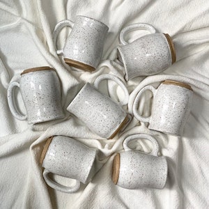 White speckled stoneware mug