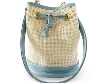 Self Finishing Needlepoint Mini Leather Bucket Bag Stitch It Yourself DIY