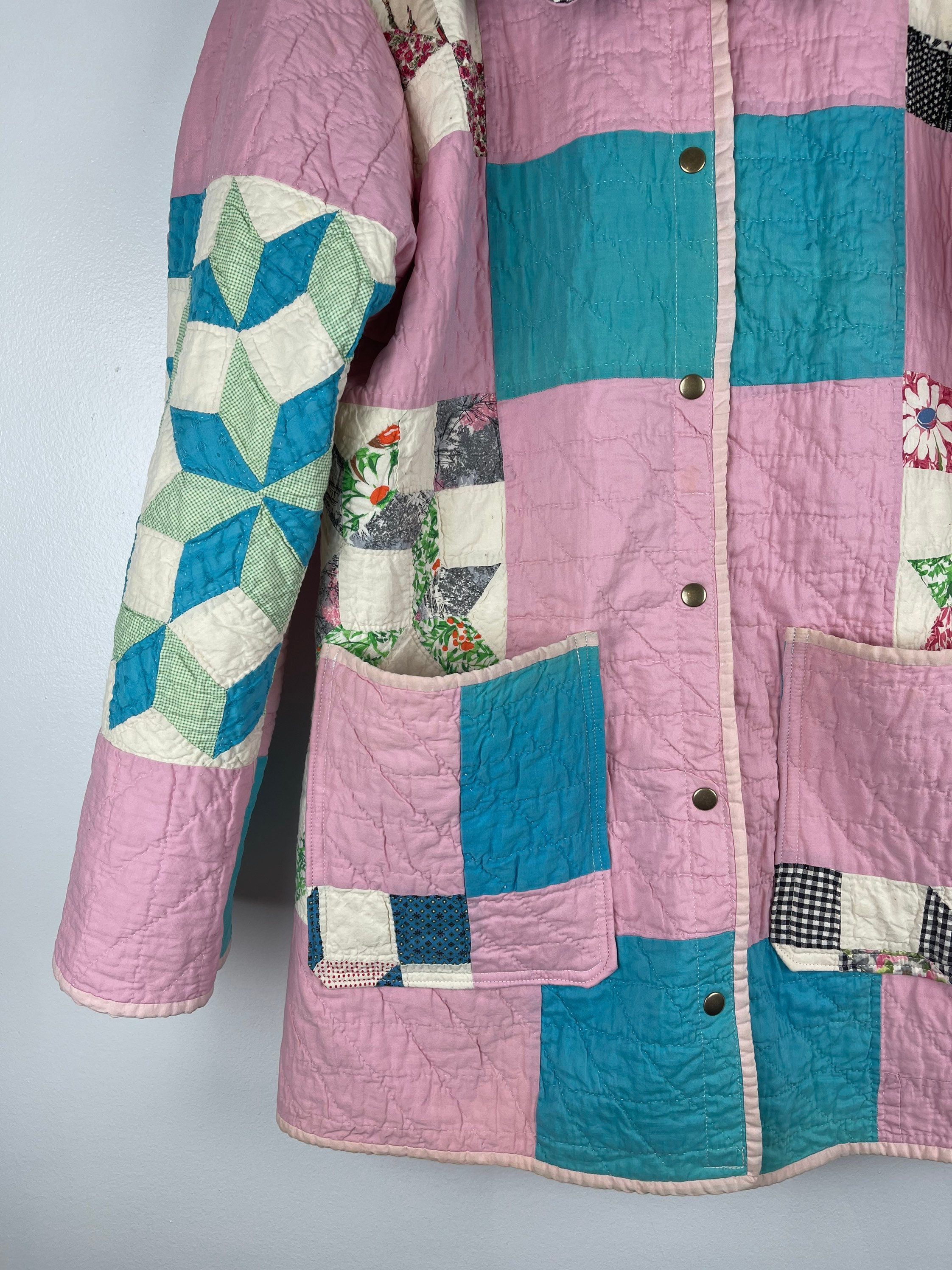 Quilt Chore Coat / Vintage Patchwork Quilted Jacket / Jacket | Etsy