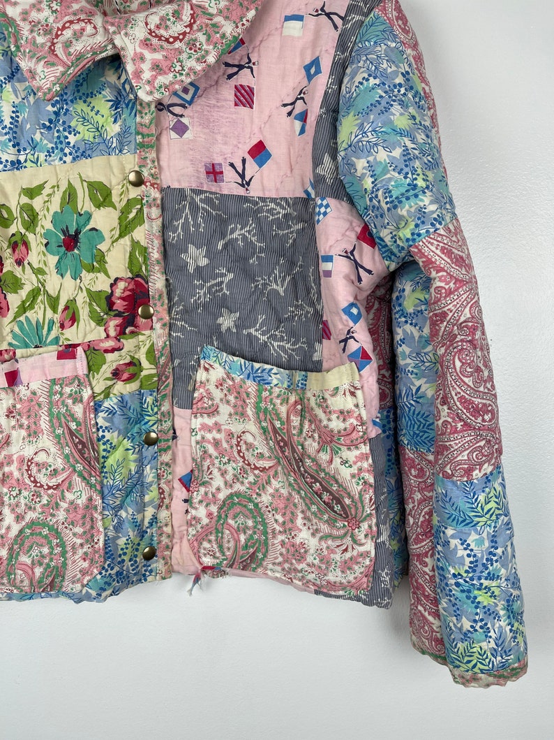Quilt Chore Coat / Medium / Vintage Patchwork Quilt Jacket / Etsy