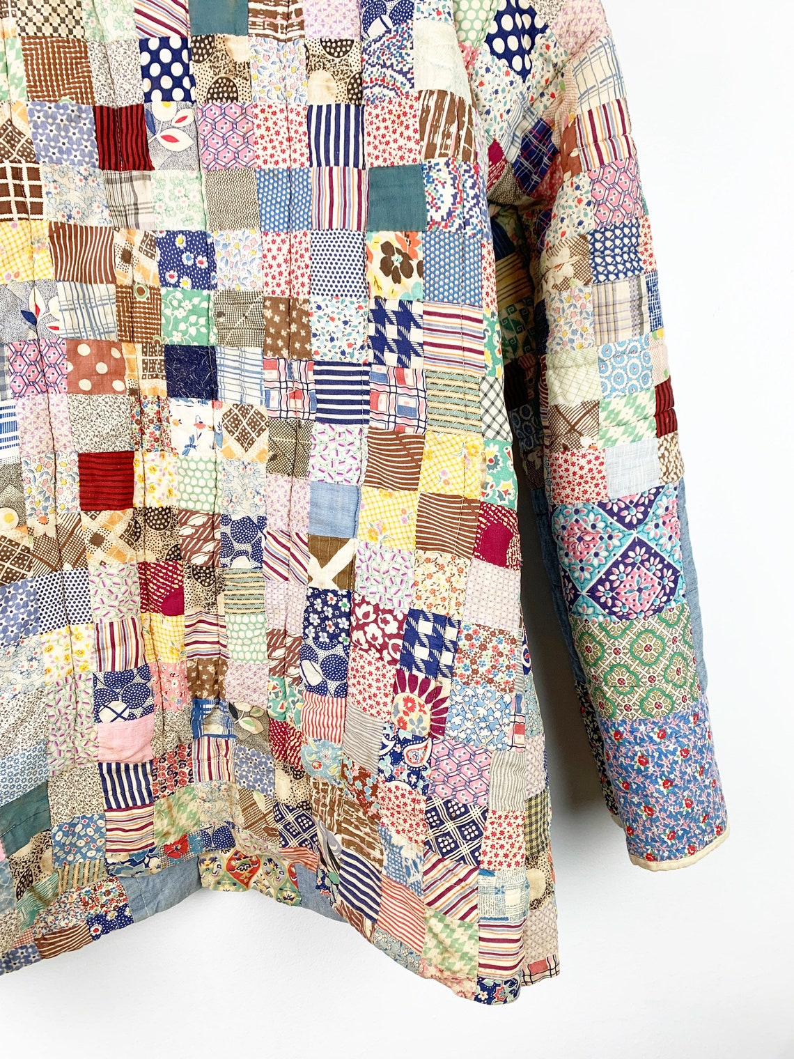 Quilt Chore Coat / Quilted Patchwork Jacket / Feedsack / Etsy