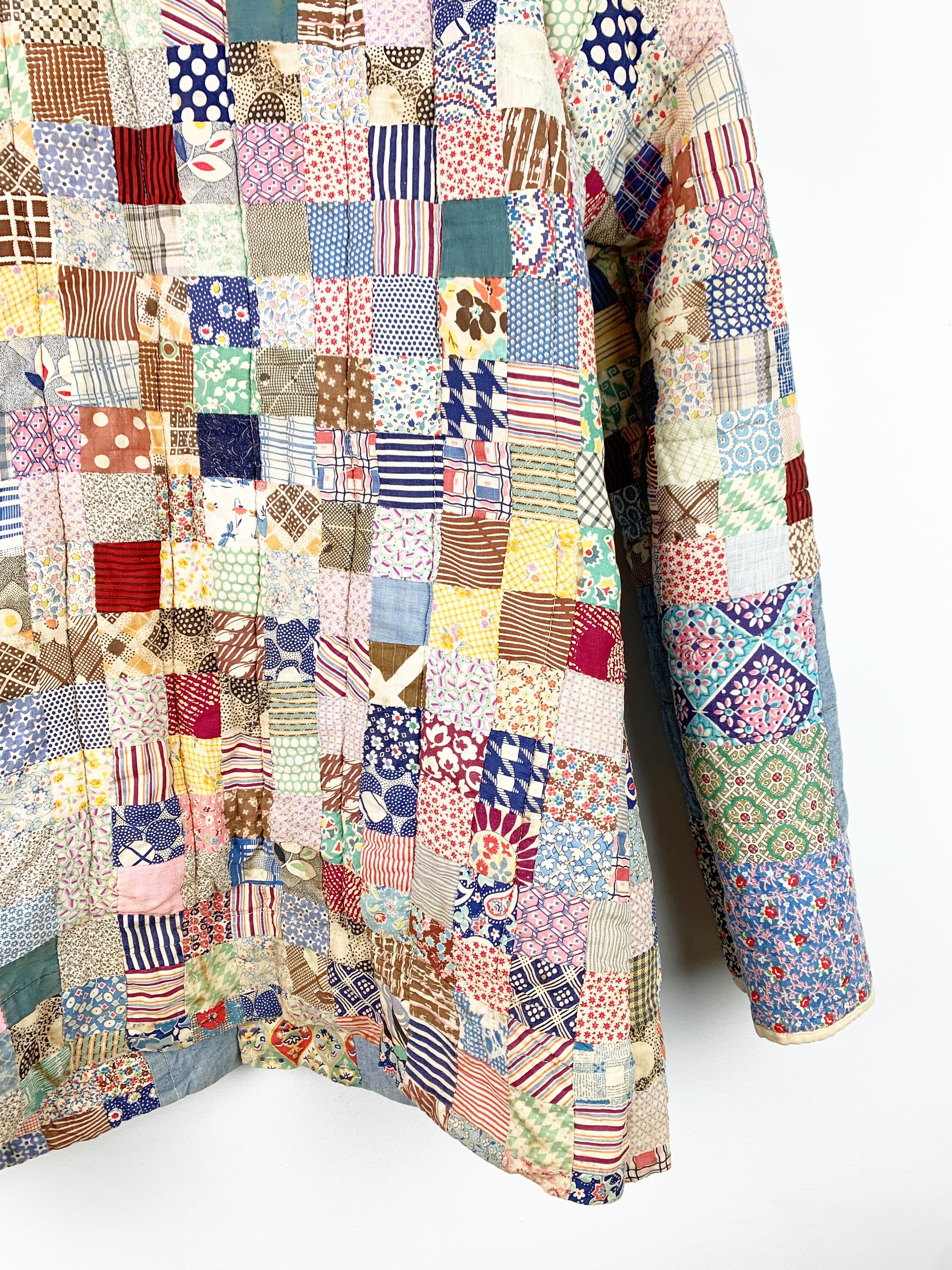 Quilt Chore Coat / Quilted Patchwork Jacket / Feedsack / Etsy
