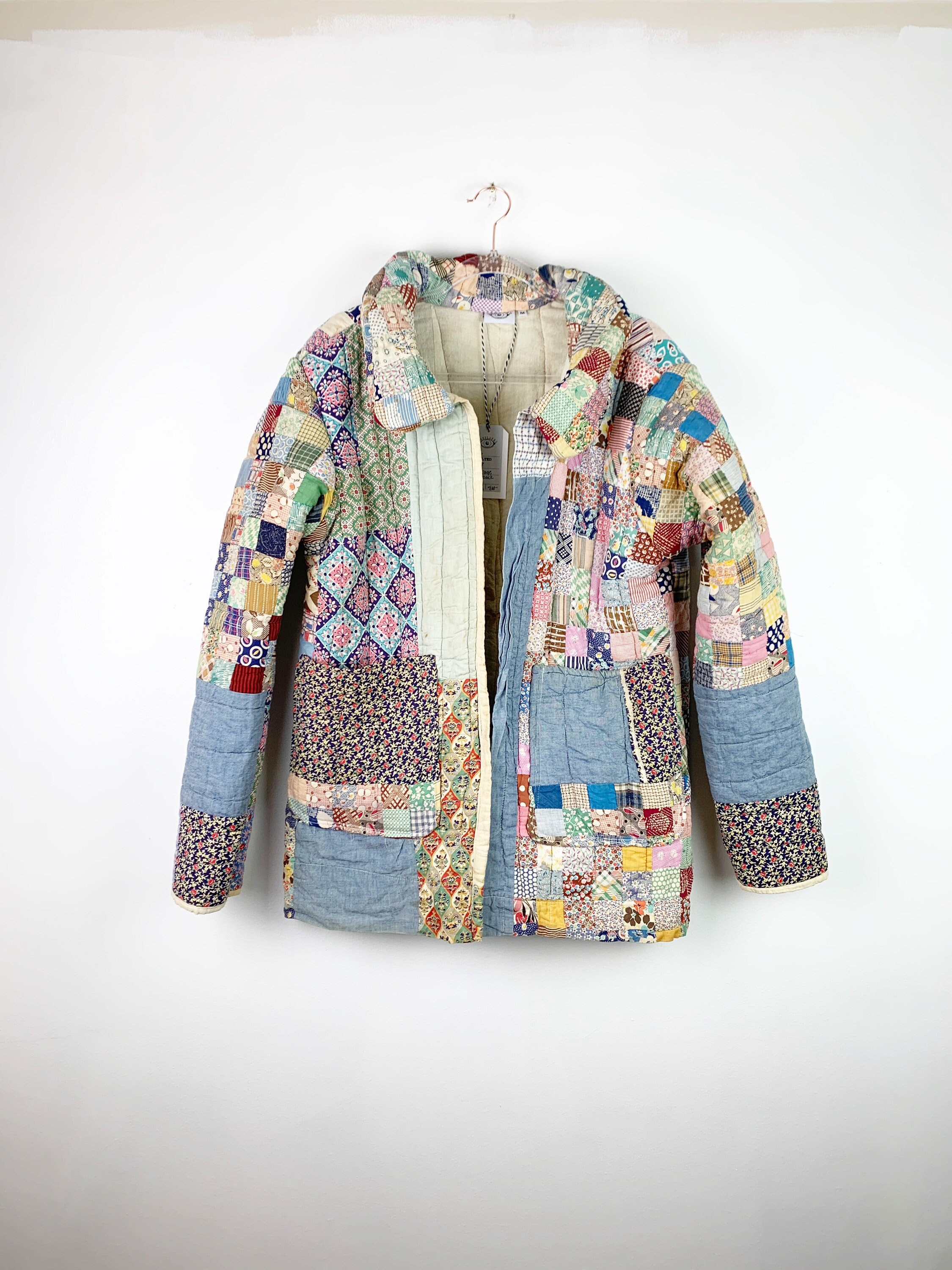 Quilt Chore Coat / Quilted Patchwork Jacket / Feedsack / Etsy
